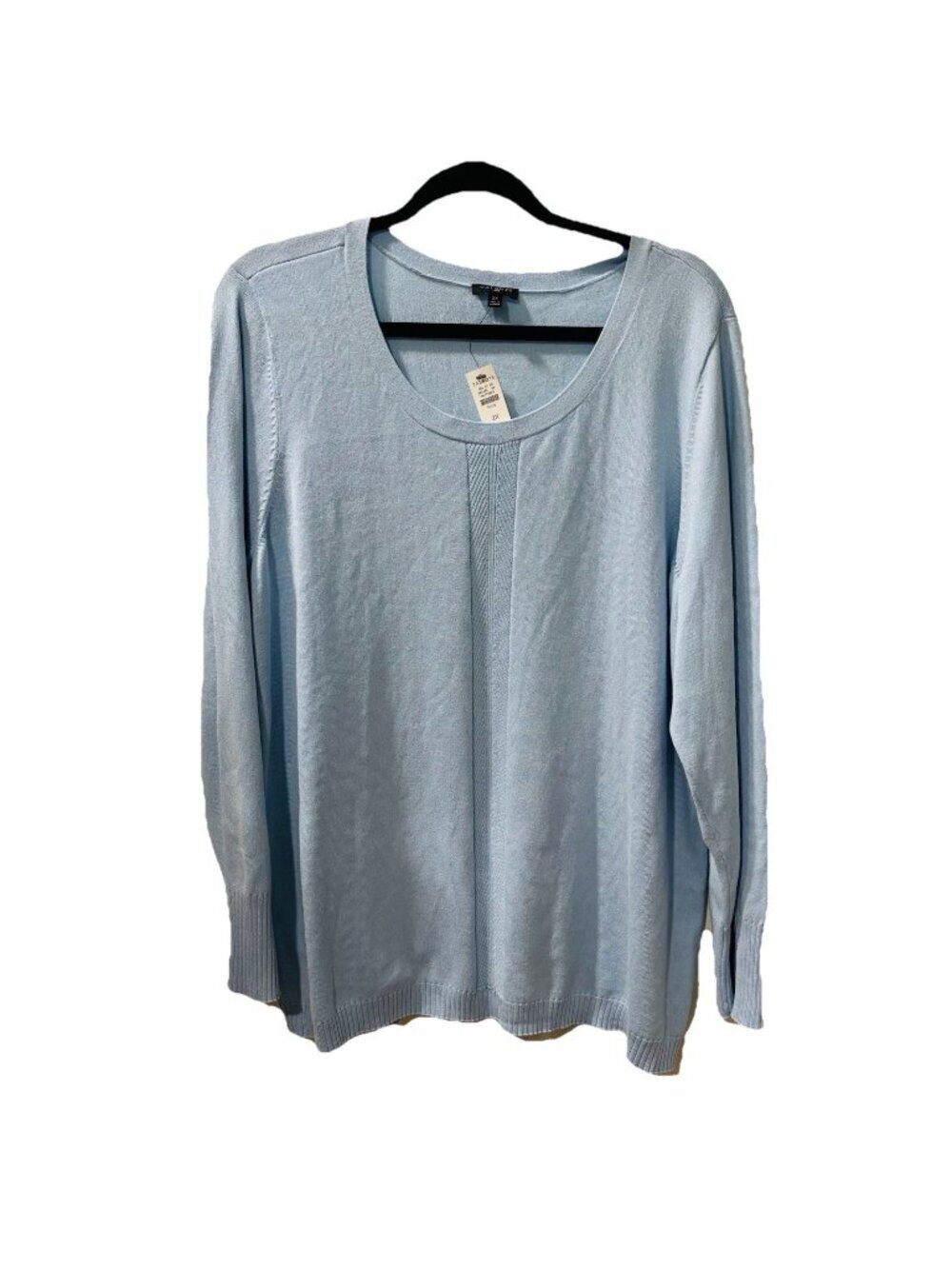 Talbots Plus Light Blue Round Neck Sweater Soft Stretchy Comfort Cotton  Size 2X